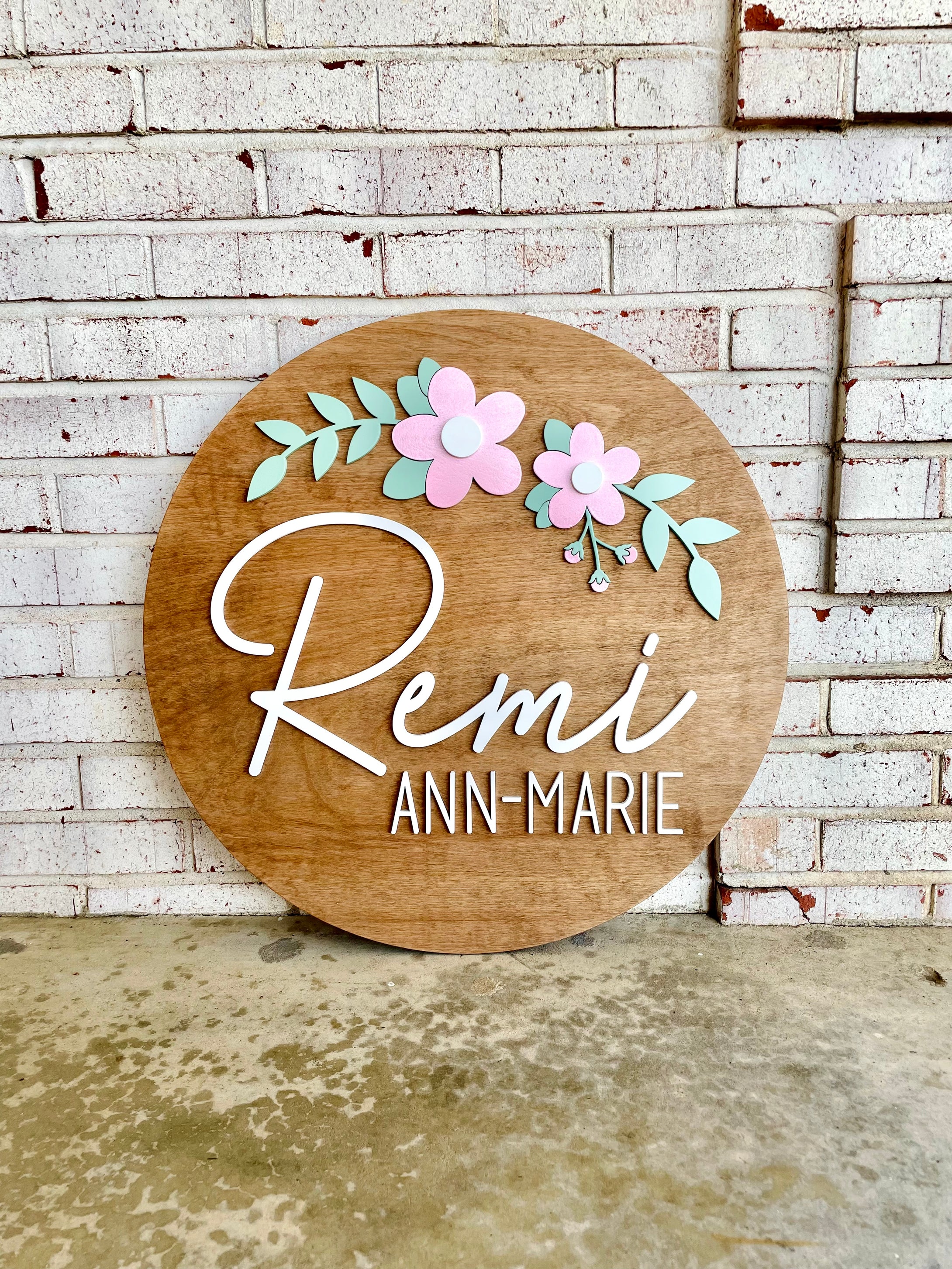 Remi Flower Name Circle - Layered Wood Nursery Sign