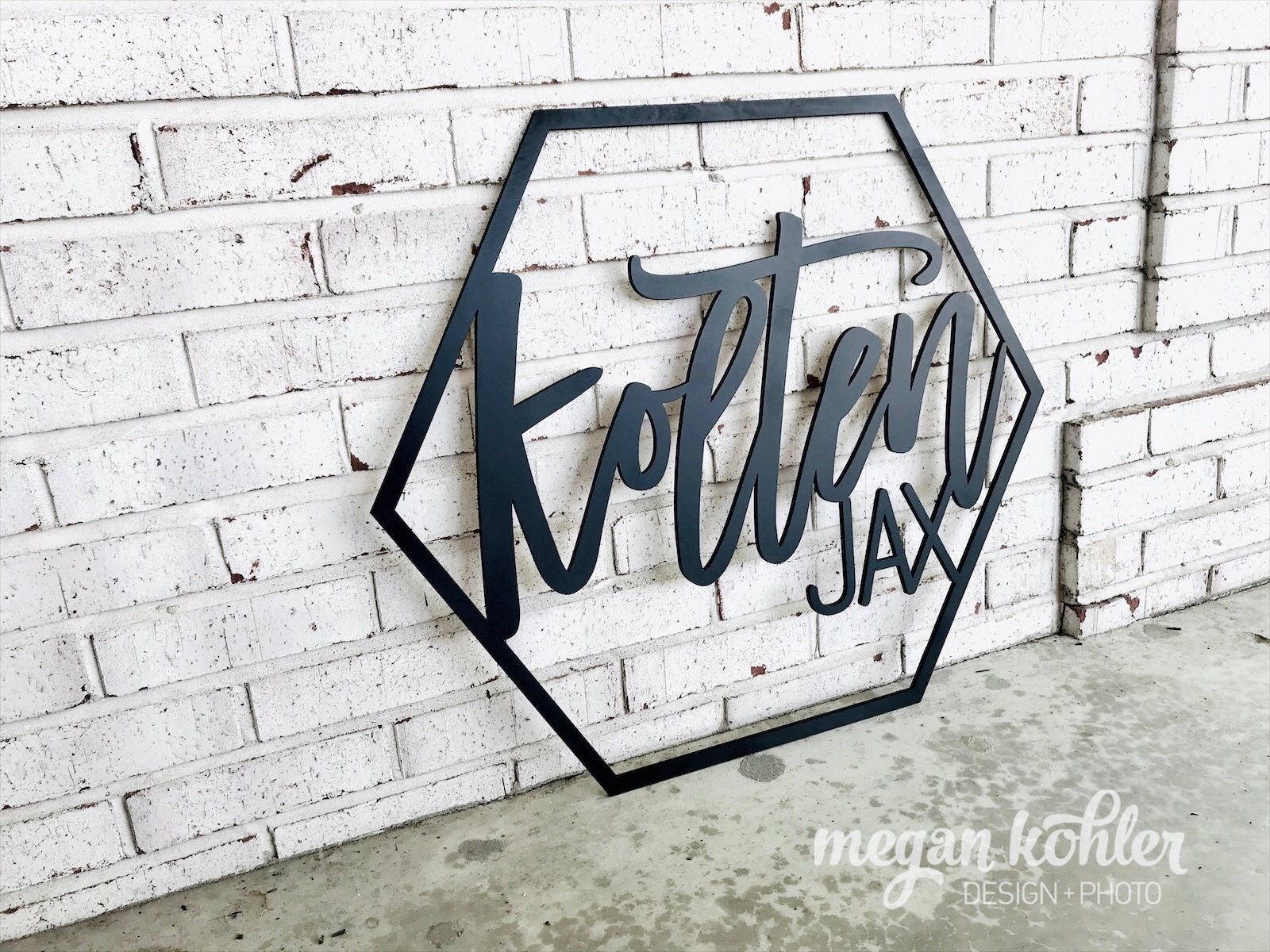 Kolten Jax Hexagon Name Cutout Wood Sign