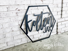 Load image into Gallery viewer, Family Hexagon Cutout Wood Sign
