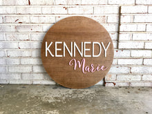 Load image into Gallery viewer, Kennedy Marie - Name Circle - Layered Wood Nursery Sign
