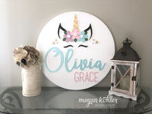 Load image into Gallery viewer, Unicorn Name Circle - Layered Wood Nursery Sign
