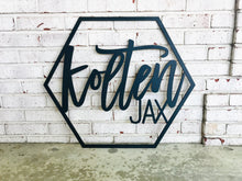 Load image into Gallery viewer, Family Hexagon Cutout Wood Sign
