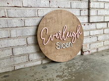 Load image into Gallery viewer, Everleigh Sloan - Name Circle - Layered Wood Nursery Sign
