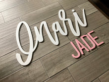 Load image into Gallery viewer, Mila Jo - Name Cutout Set - Laser Cut Wood Nursery Sign
