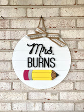 Load image into Gallery viewer, Pencil Shiplap Circle Door Hanger - Teacher Gift
