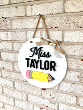 Load image into Gallery viewer, Pencil Shiplap Circle Door Hanger - Teacher Gift
