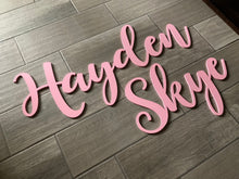 Load image into Gallery viewer, Rowyn Mae - Name Cutout Set - Laser Cut Wood Nursery Sign
