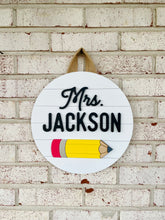 Load image into Gallery viewer, Pencil Shiplap Circle Door Hanger - Teacher Gift
