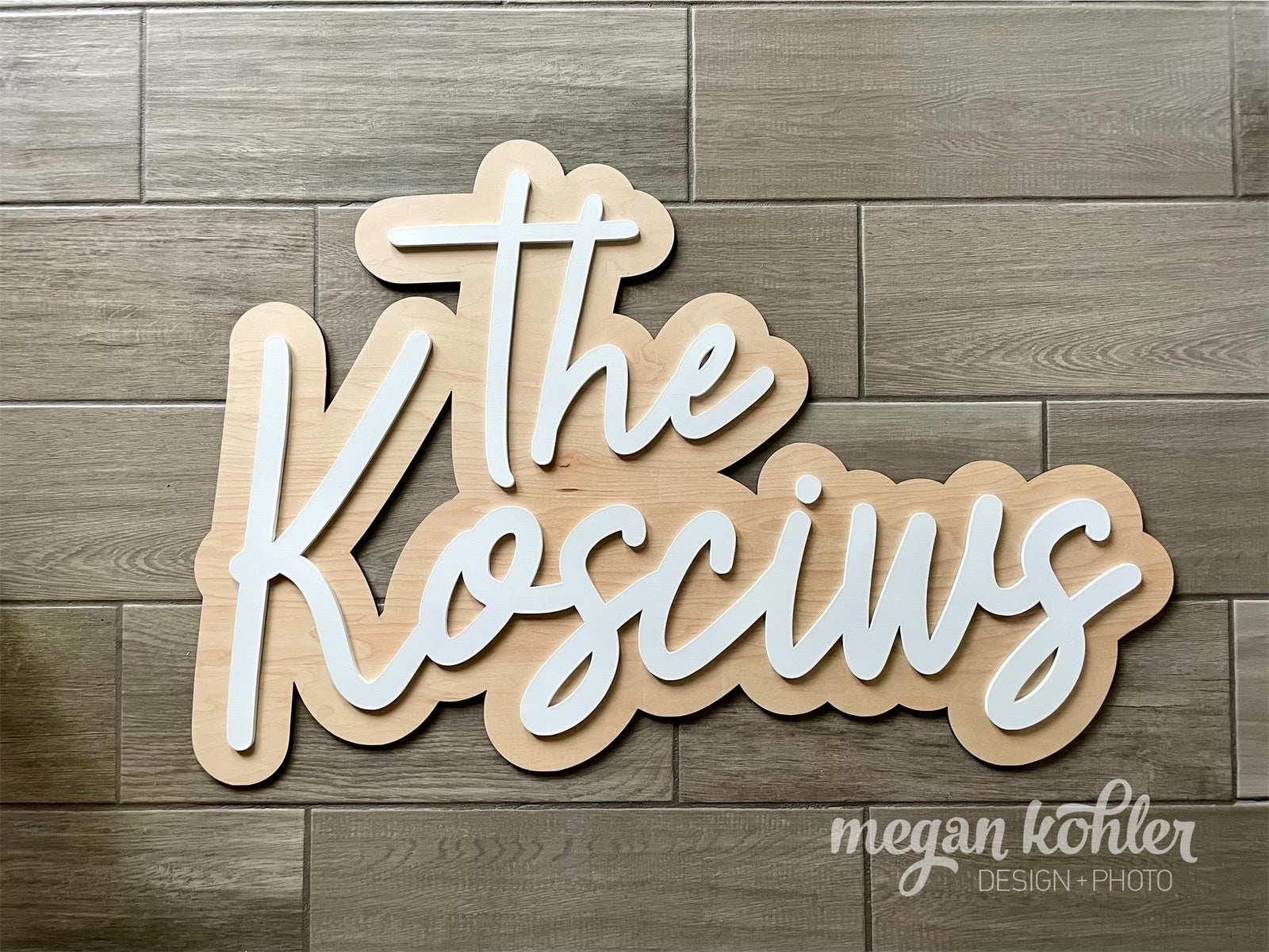 The Kosciws Bubble Name Sign - Layered Wood Sign