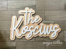 Load image into Gallery viewer, The Kosciws Bubble Name Sign - Layered Wood Sign
