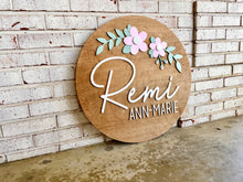 Load image into Gallery viewer, Remi Flower Name Circle - Layered Wood Nursery Sign
