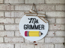 Load image into Gallery viewer, Pencil Shiplap Circle Door Hanger - Teacher Gift
