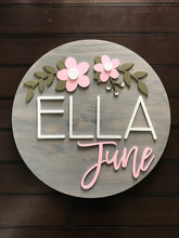 Load image into Gallery viewer, Remi Flower Name Circle - Layered Wood Nursery Sign
