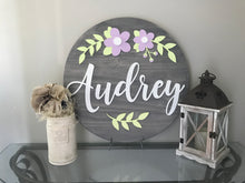 Load image into Gallery viewer, Remi Flower Name Circle - Layered Wood Nursery Sign
