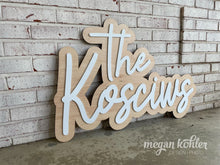 Load image into Gallery viewer, The Kosciws Bubble Name Sign - Layered Wood Sign
