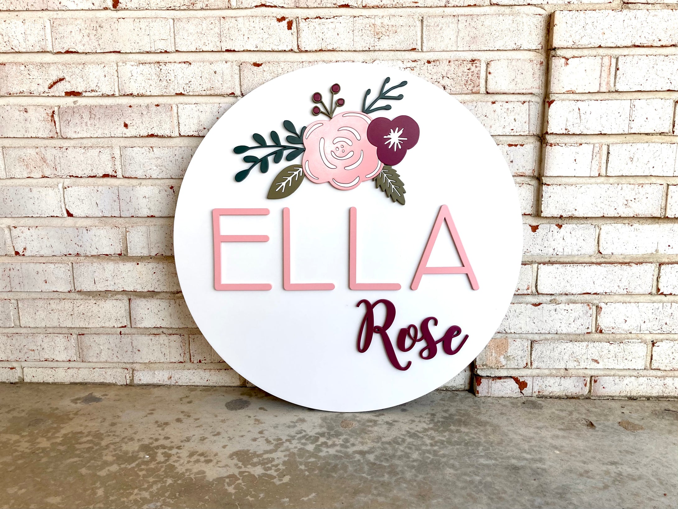 Flower Name Circle - Layered Wood Nursery Sign