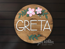 Load image into Gallery viewer, Remi Flower Name Circle - Layered Wood Nursery Sign
