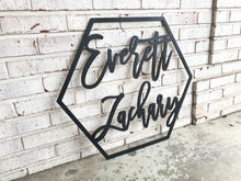 Load image into Gallery viewer, Family Hexagon Cutout Wood Sign
