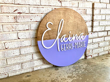 Load image into Gallery viewer, Stanley - Name Circle Diagonal Dipped - Layered Wood Nursery Sign
