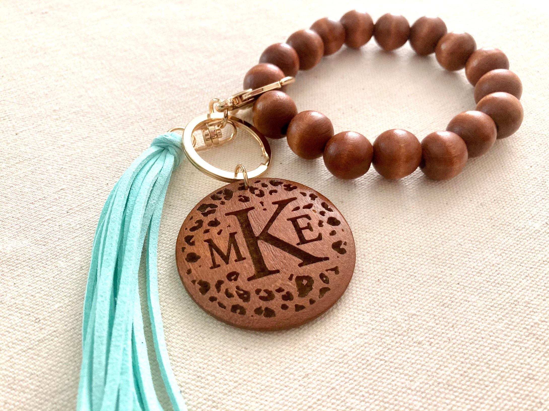 Beaded Bracelet Keychain - Custom Engraved