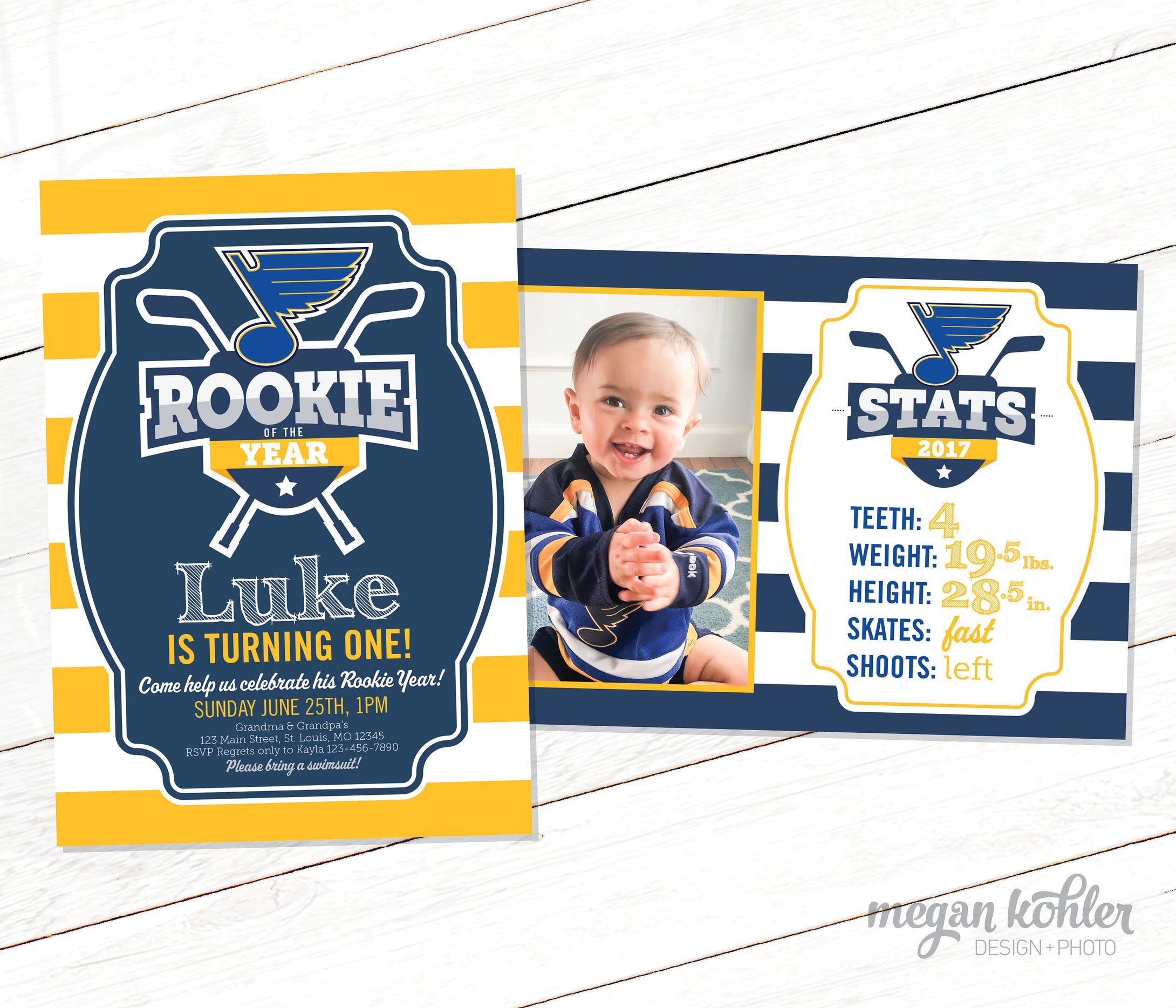 Rookie of the Year Hockey Stats Invitation - Sports Team - Printable File - Digital File - Double Sided - Stats