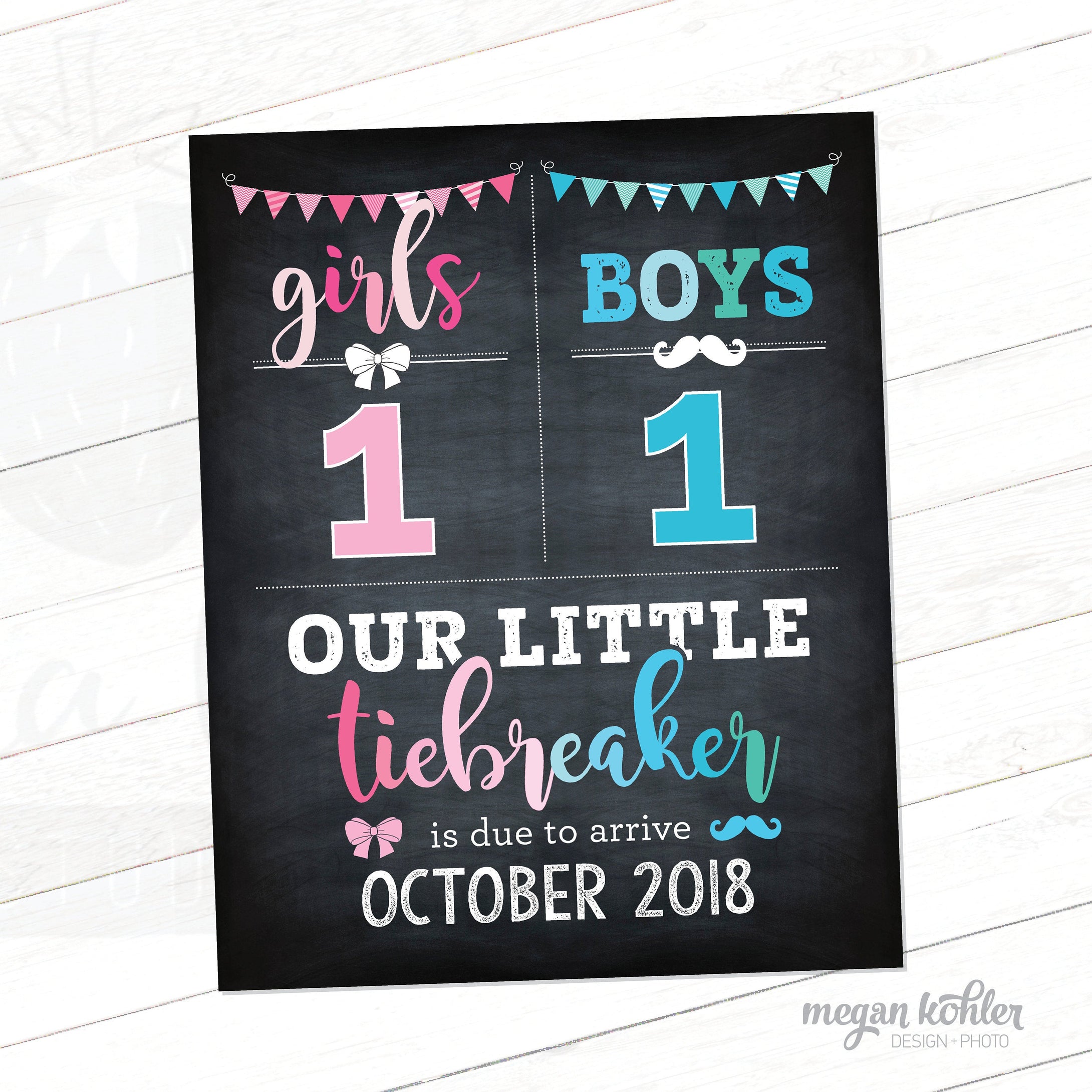 Tiebreaker Pregnancy Announcement - Social Media - Facebook - Digital File - Printable Card