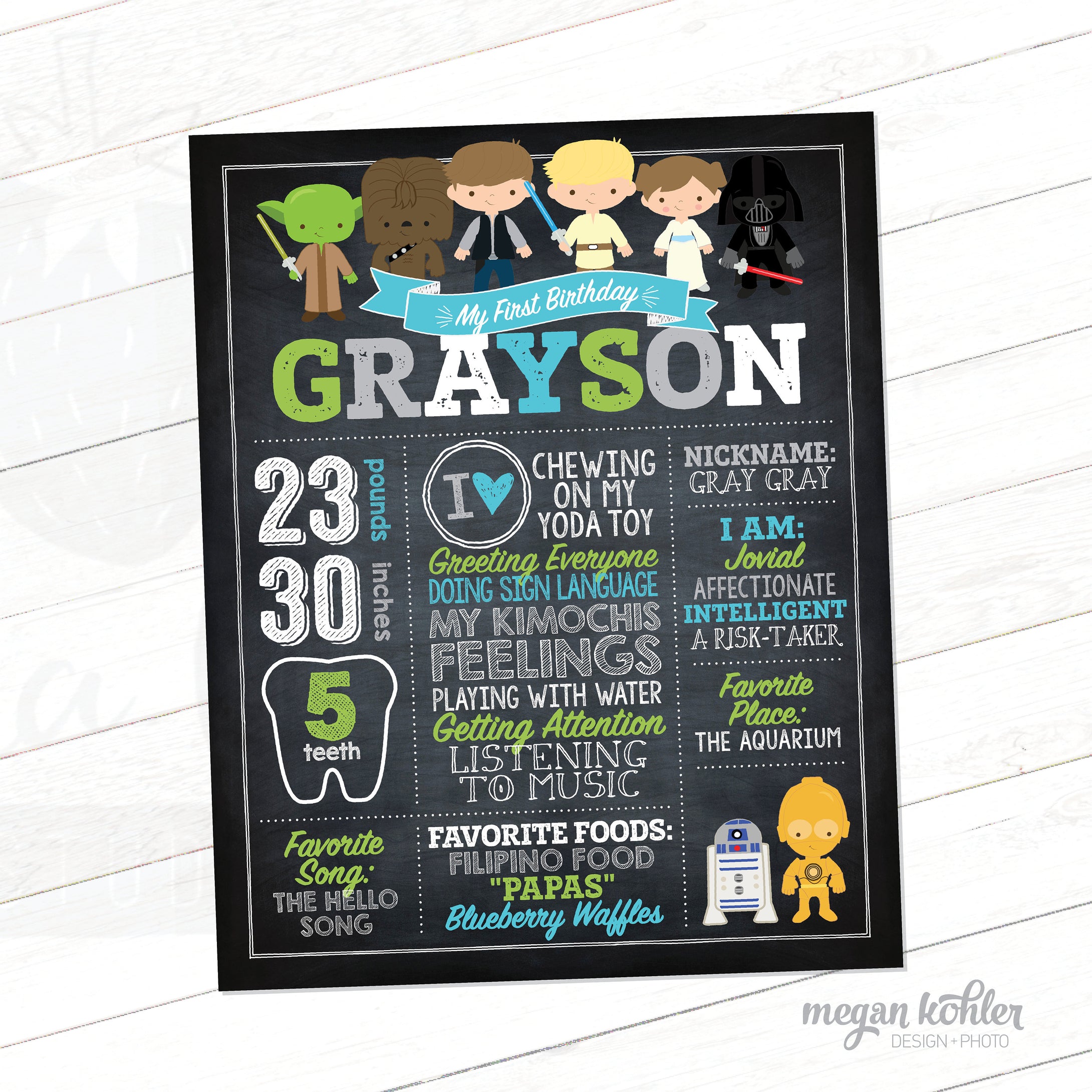 Star Wars Inspired Birthday Milestone Chalkboard Poster - 16x20 Printable File - Boy - Girl