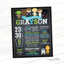 Load image into Gallery viewer, Star Wars Inspired Birthday Milestone Chalkboard Poster - 16x20 Printable File - Boy - Girl
