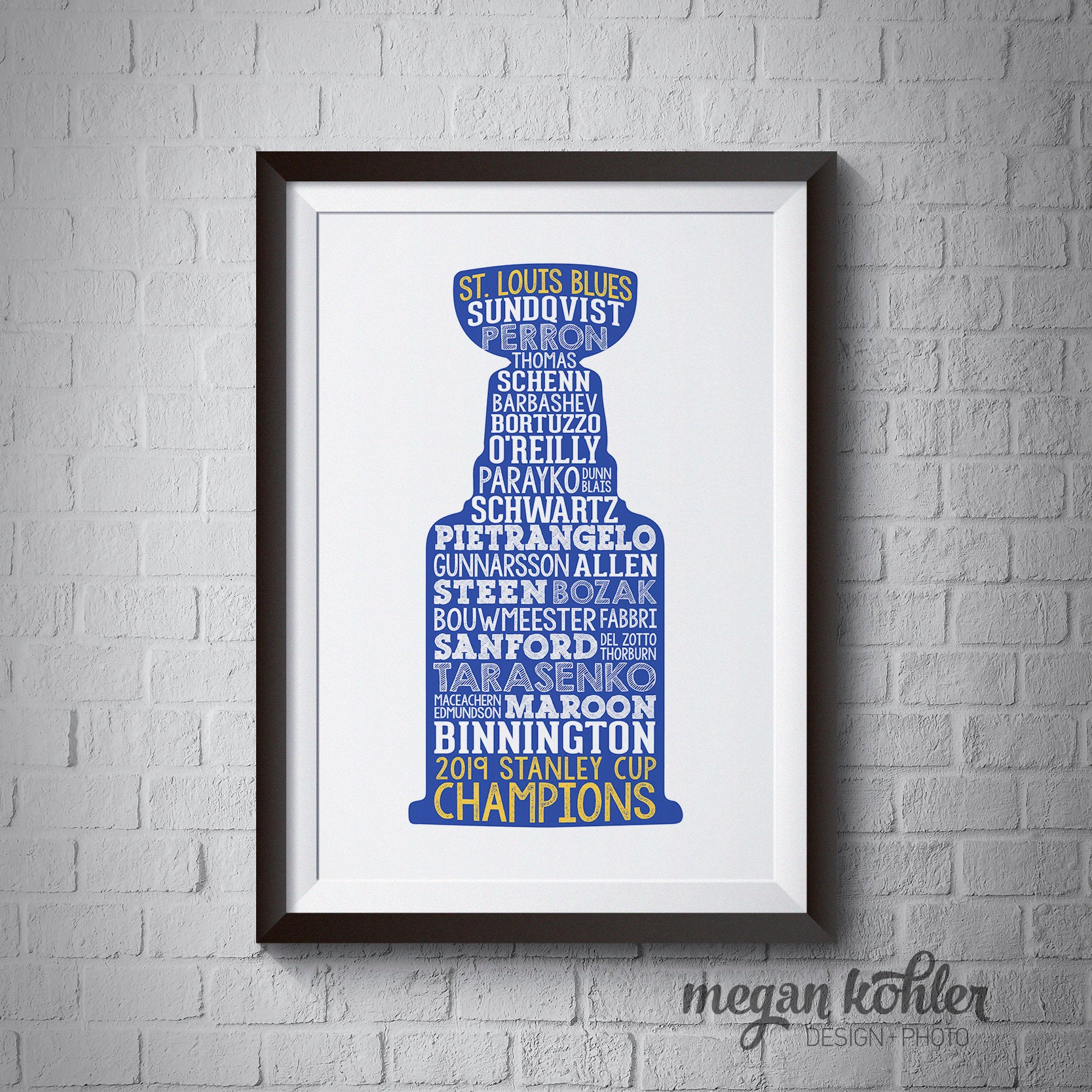 Printable - Blues Stanley Cup Champions 2019 Digital File - Kid's Room - Man Cave