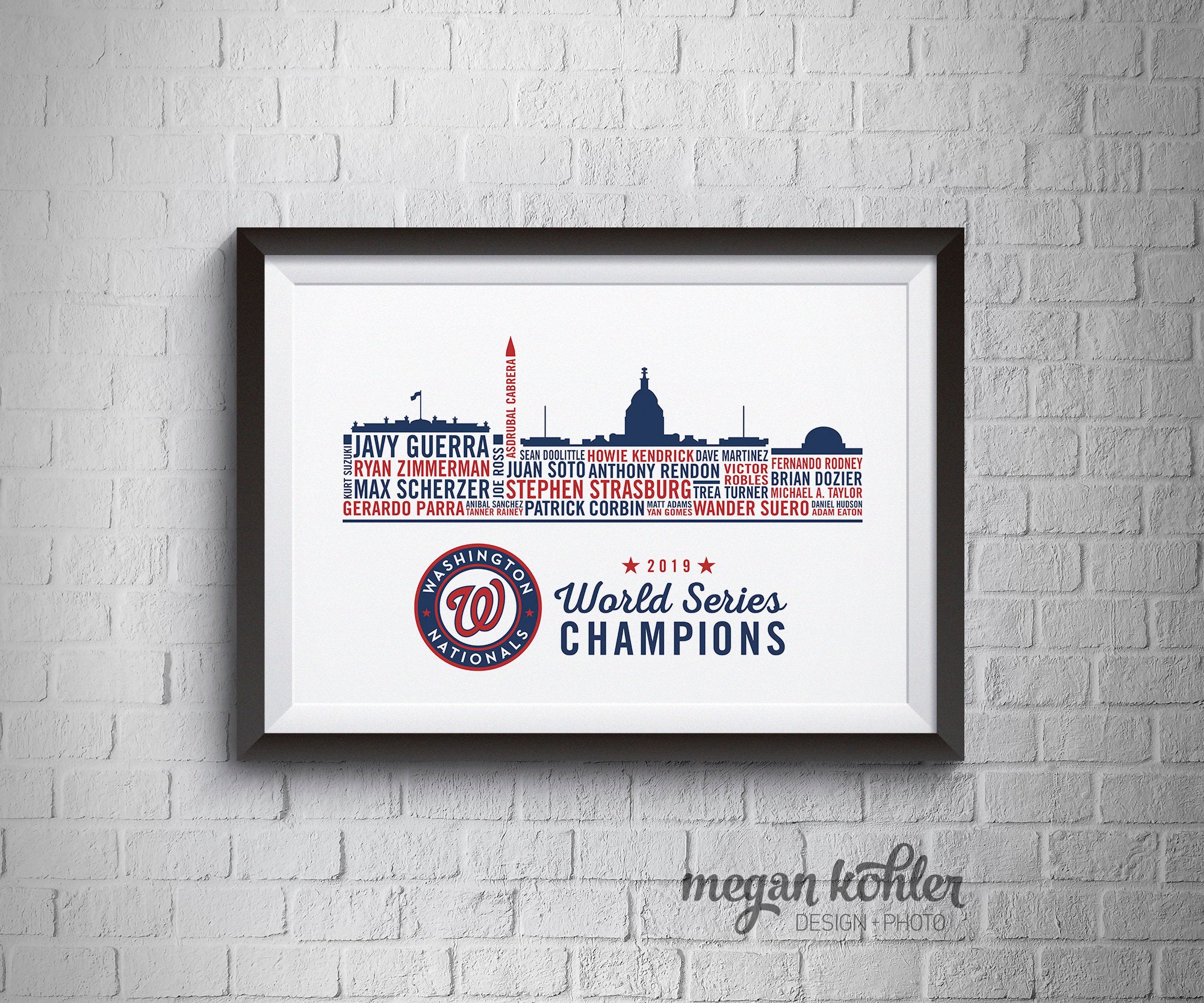 Printable - Washington Nationals World Series Championship Team 2019 Digital File - Kid's Room - Man Cave