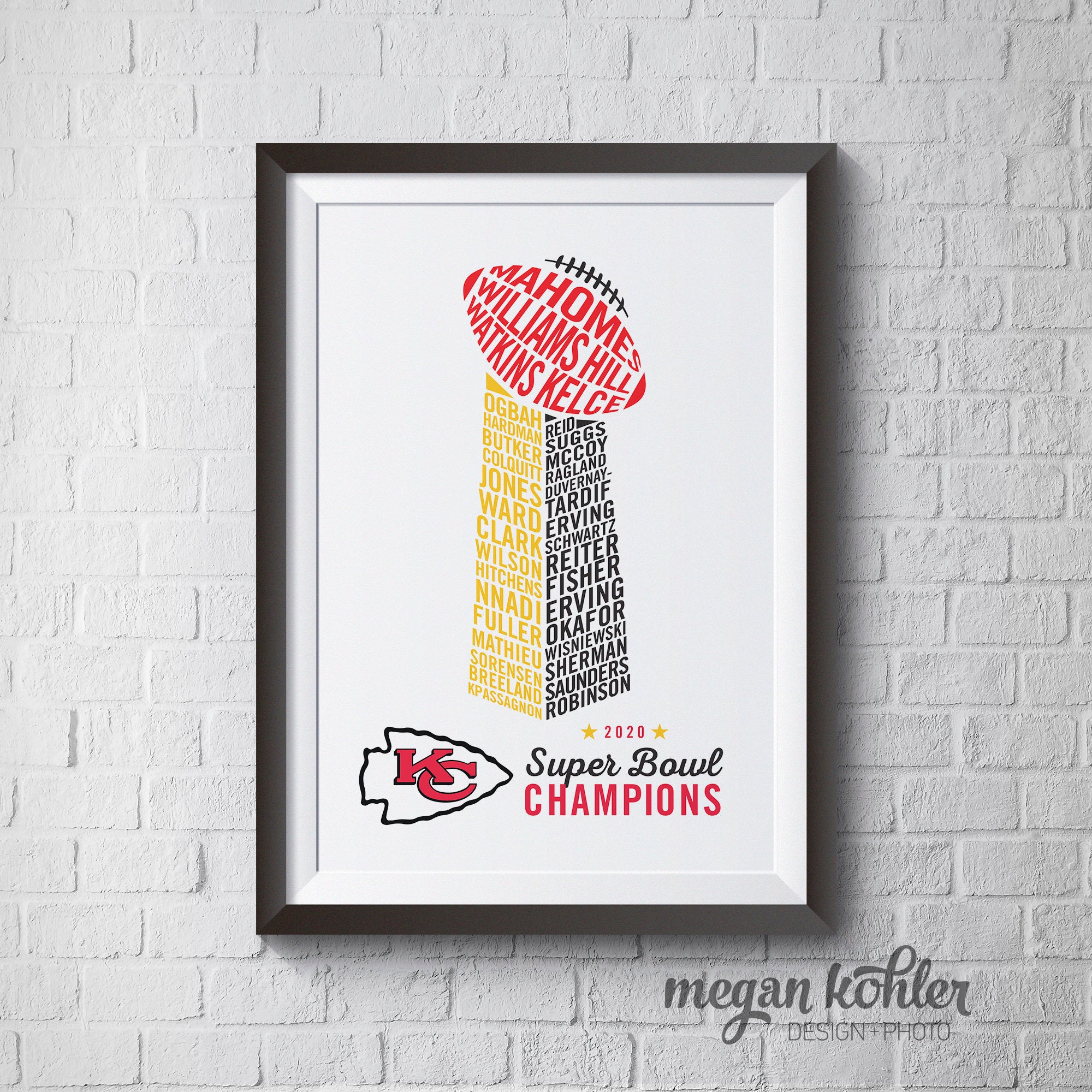 Printable - Kansas City Chiefs Super Bowl Champions 2020 Digital File - Kid's Room - Man Cave