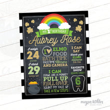 Load image into Gallery viewer, St. Patrick&#39;s Chalkboard Poster - One Year - Milestone Birthday Board - Printable File - Lucky One
