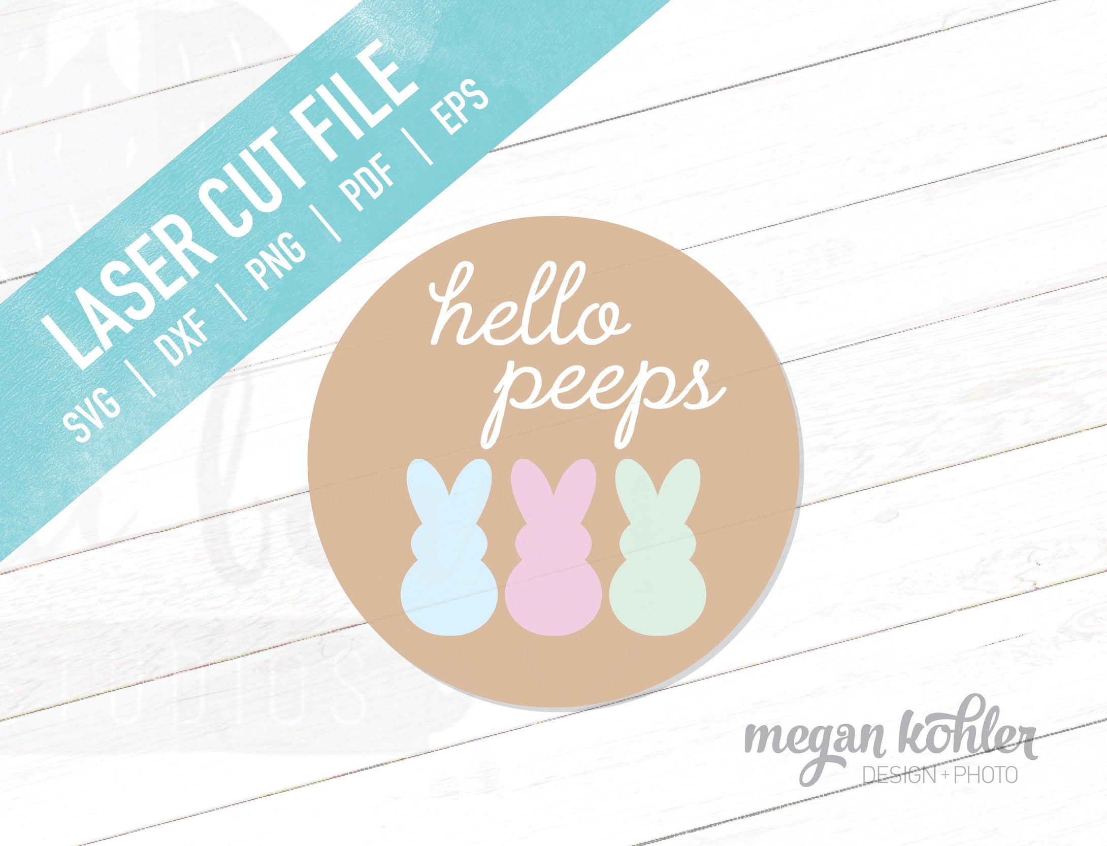 SVG - Laser Cut File - Hello Peeps - Easter Layered Wood Circle Sign - Digital File