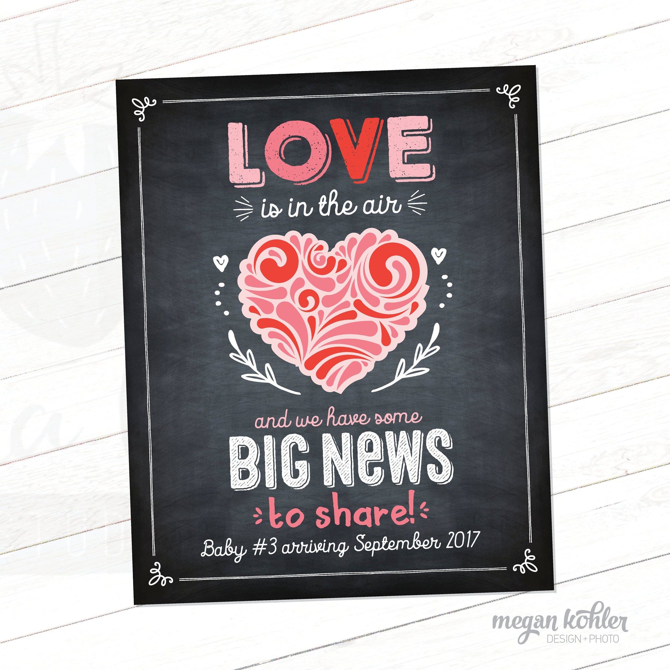 Valentine Pregnancy Announcement - Social Media - Facebook - Digital File - Printable Card