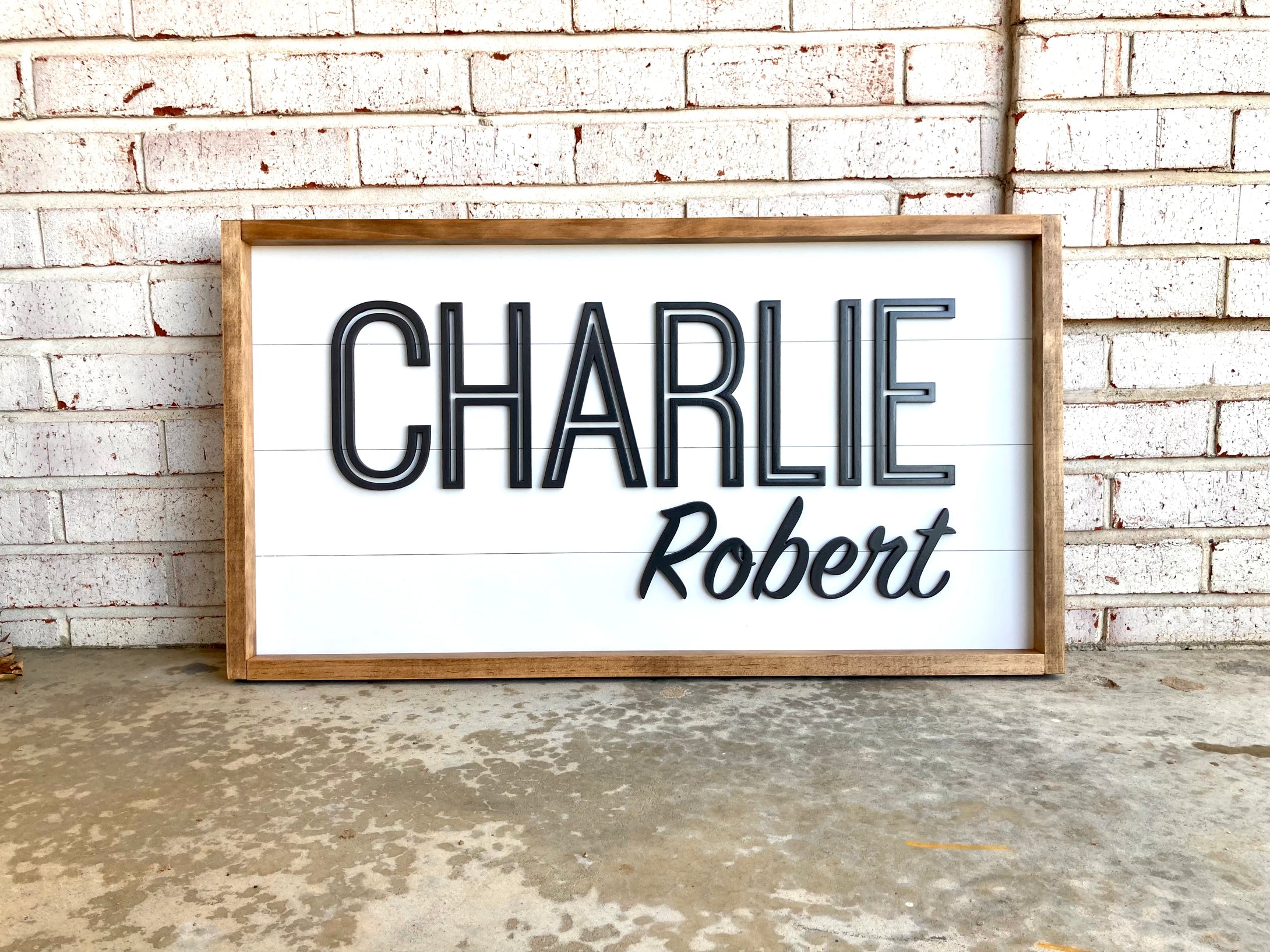 Brooks Framed Shiplap Name Sign - Layered Wood Nursery Sign