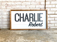 Load image into Gallery viewer, Brooks Framed Shiplap Name Sign - Layered Wood Nursery Sign
