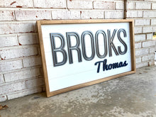 Load image into Gallery viewer, Brooks Framed Shiplap Name Sign - Layered Wood Nursery Sign
